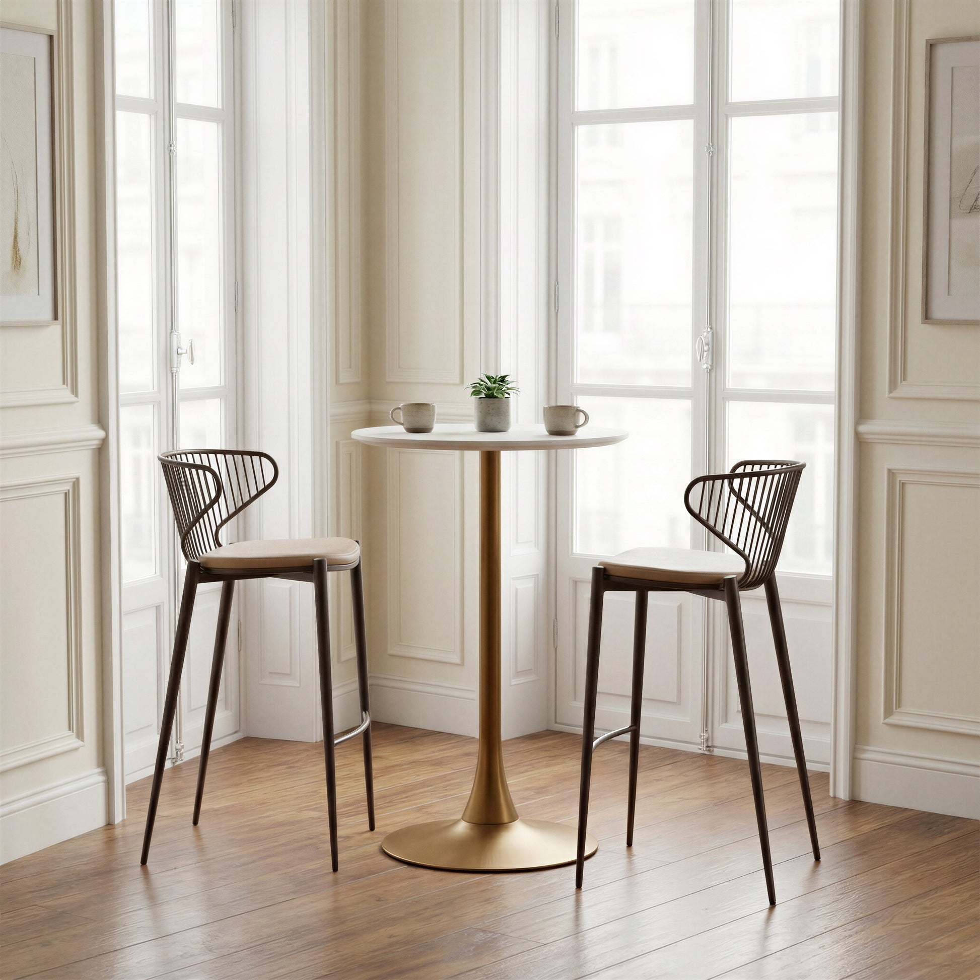 Auray White & Gold Bar Table - Ornate Home