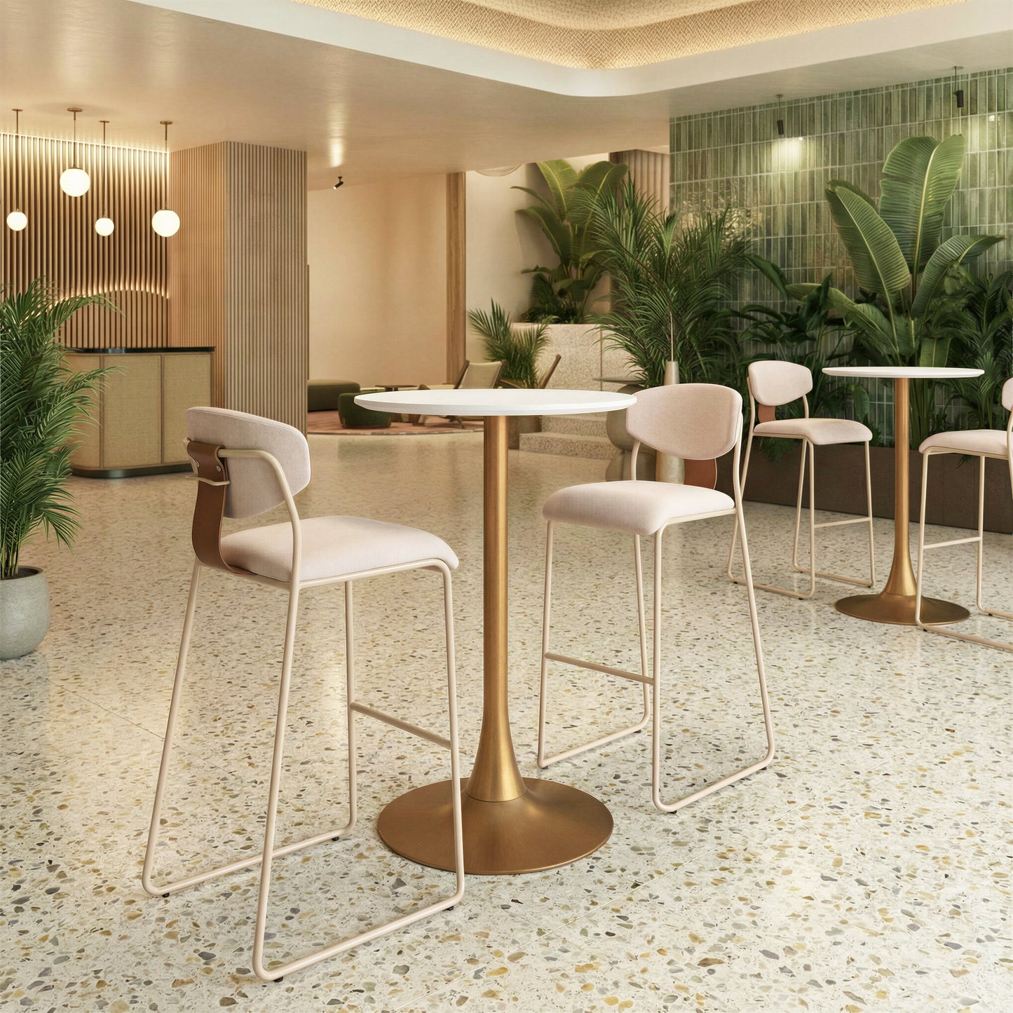 Auray White & Gold Bar Table - Ornate Home