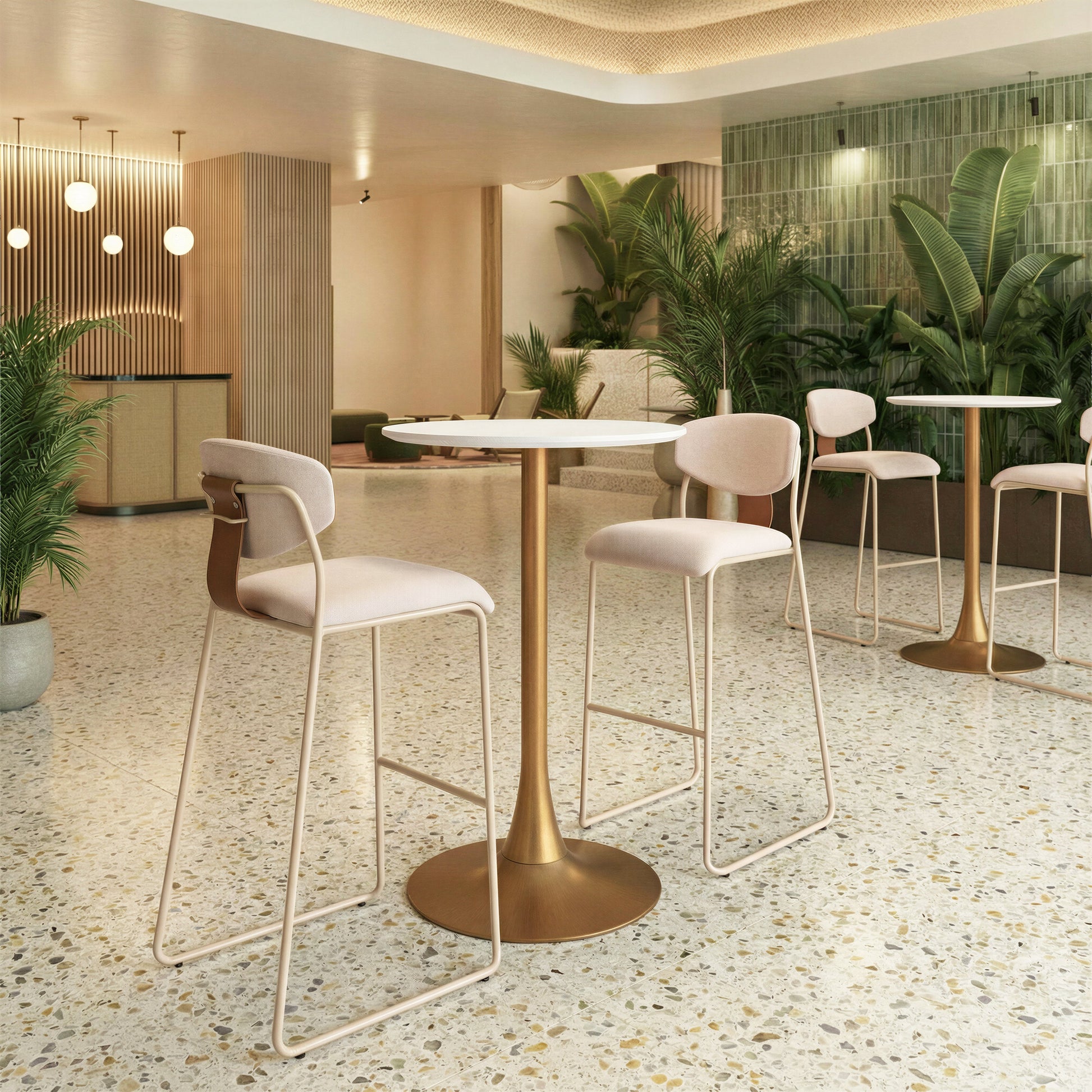 Auray White & Gold Bar Table - Ornate Home