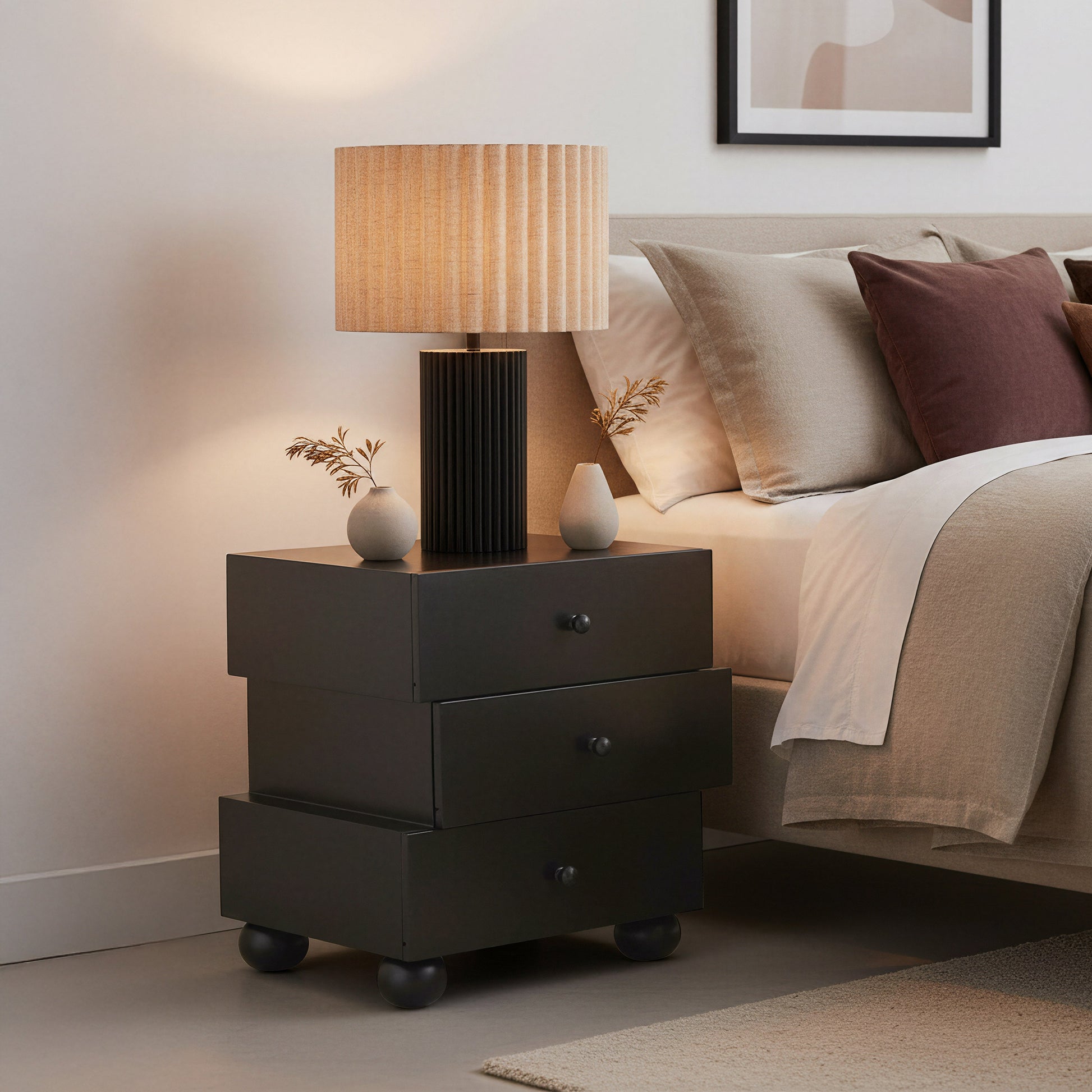 Aurora Beige & Black Table Lamp - Ornate Home