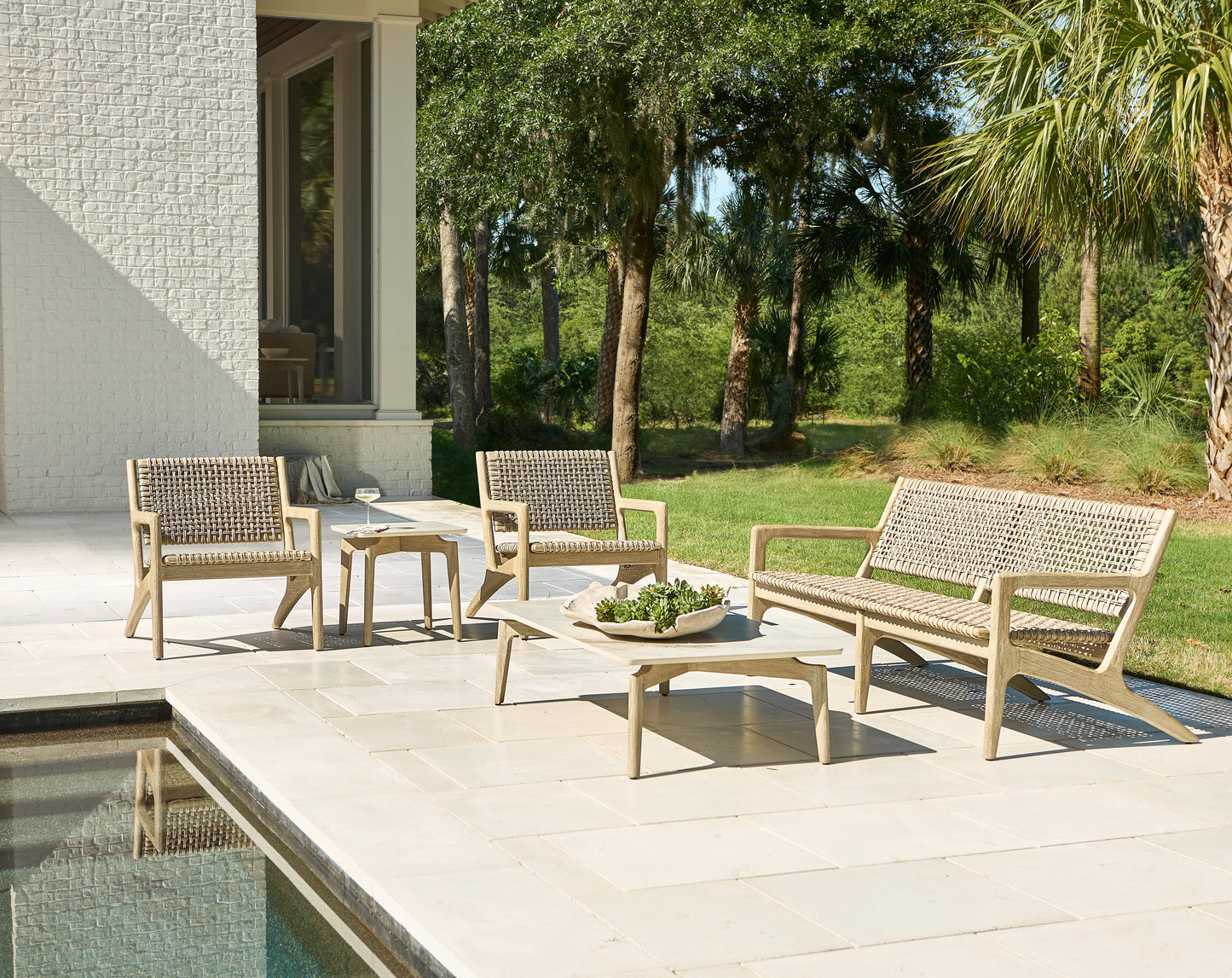 Aurora Warm Shale/Sea Oat Outdoor Table - Ornate Home