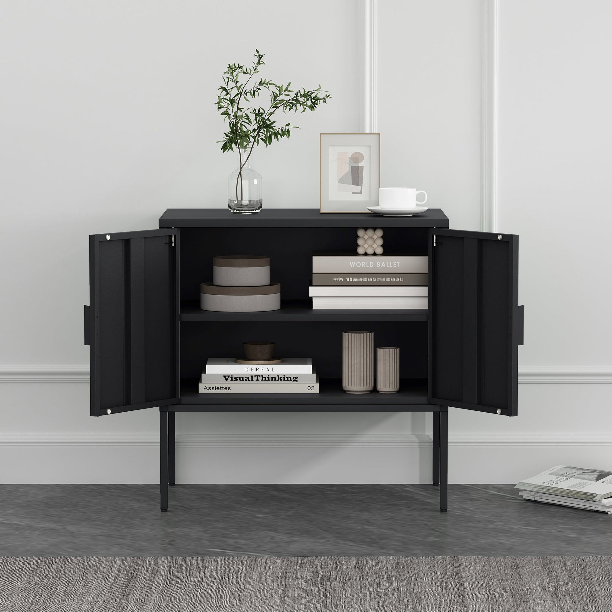 Ava 23.6" Accent Cabinet in Black - Ornate Home