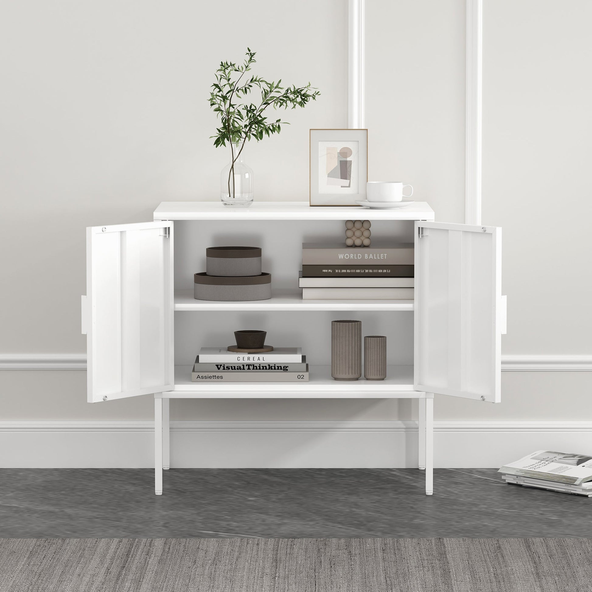Ava 23.6" Accent Cabinet in White - Ornate Home