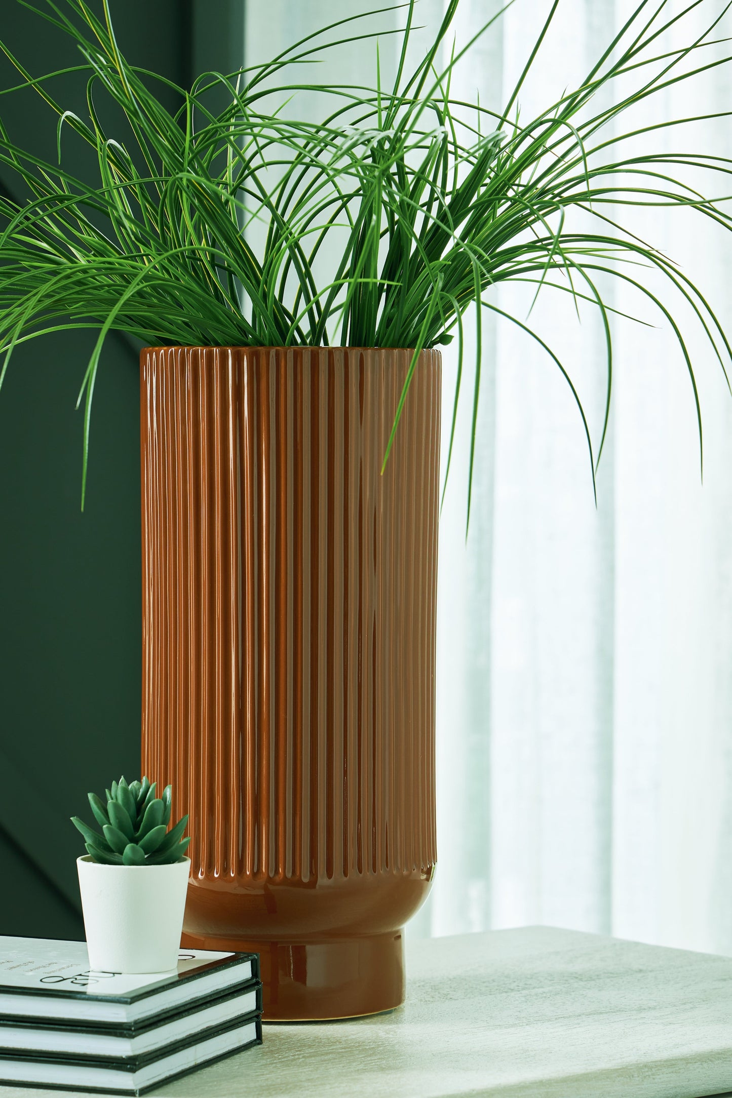 Avalyah Burnt Umber Tall Vase- Viva Furn