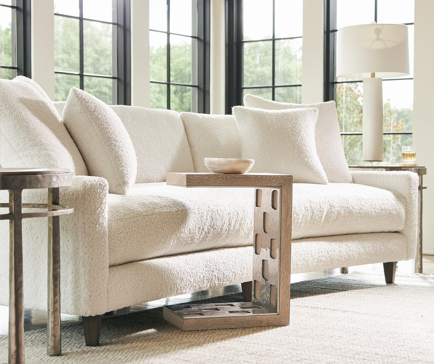 Aventura Frosted Nickel/Marcona Accent Table - Ornate Home