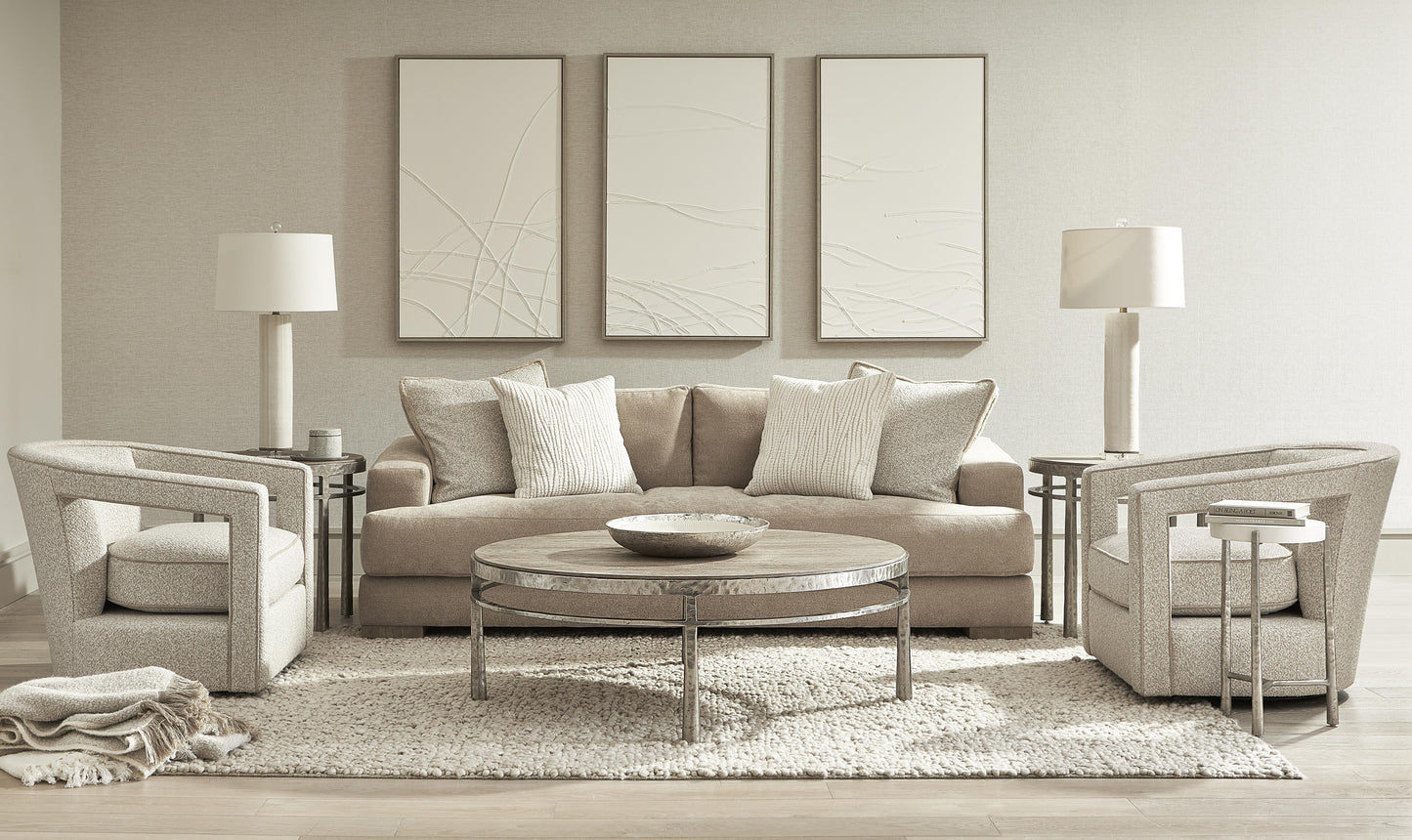 Aventura Frosted Nickel/Marcona Side Table - Ornate Home