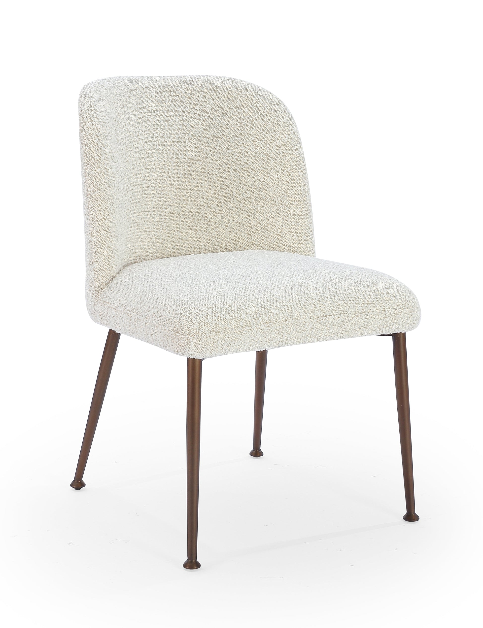 Avery Upholstered Dining Chair in Ricotta Boucle and Bronze Metal (Set of 2) - Ornate Home