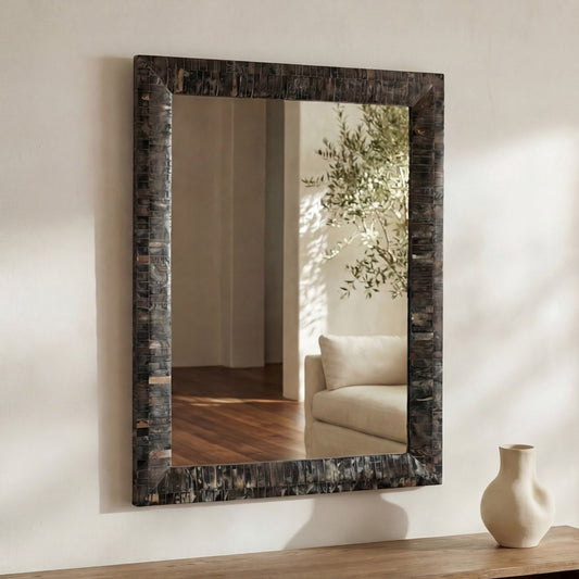 Avis Black Horn Inlay Mirror - Ornate Home