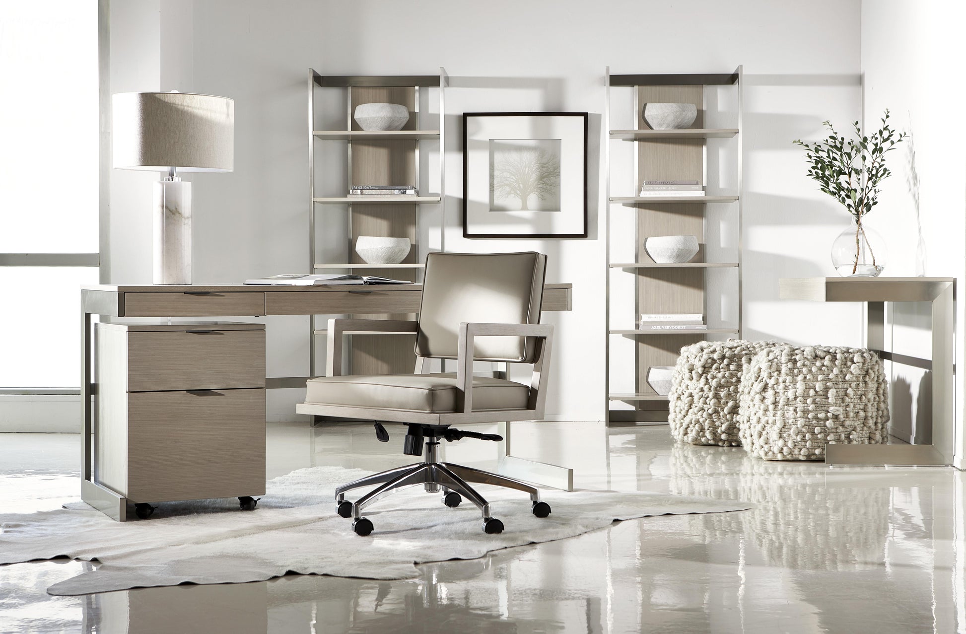 Axiom Brushed Silver/Linear Grey Etagere - Ornate Home