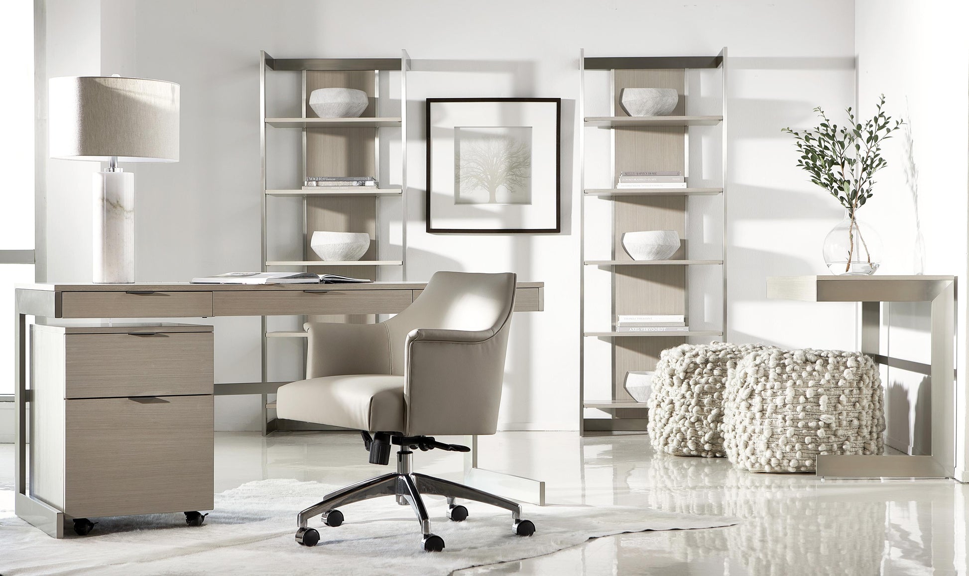 Axiom Brushed Silver/Linear Grey Etagere - Ornate Home