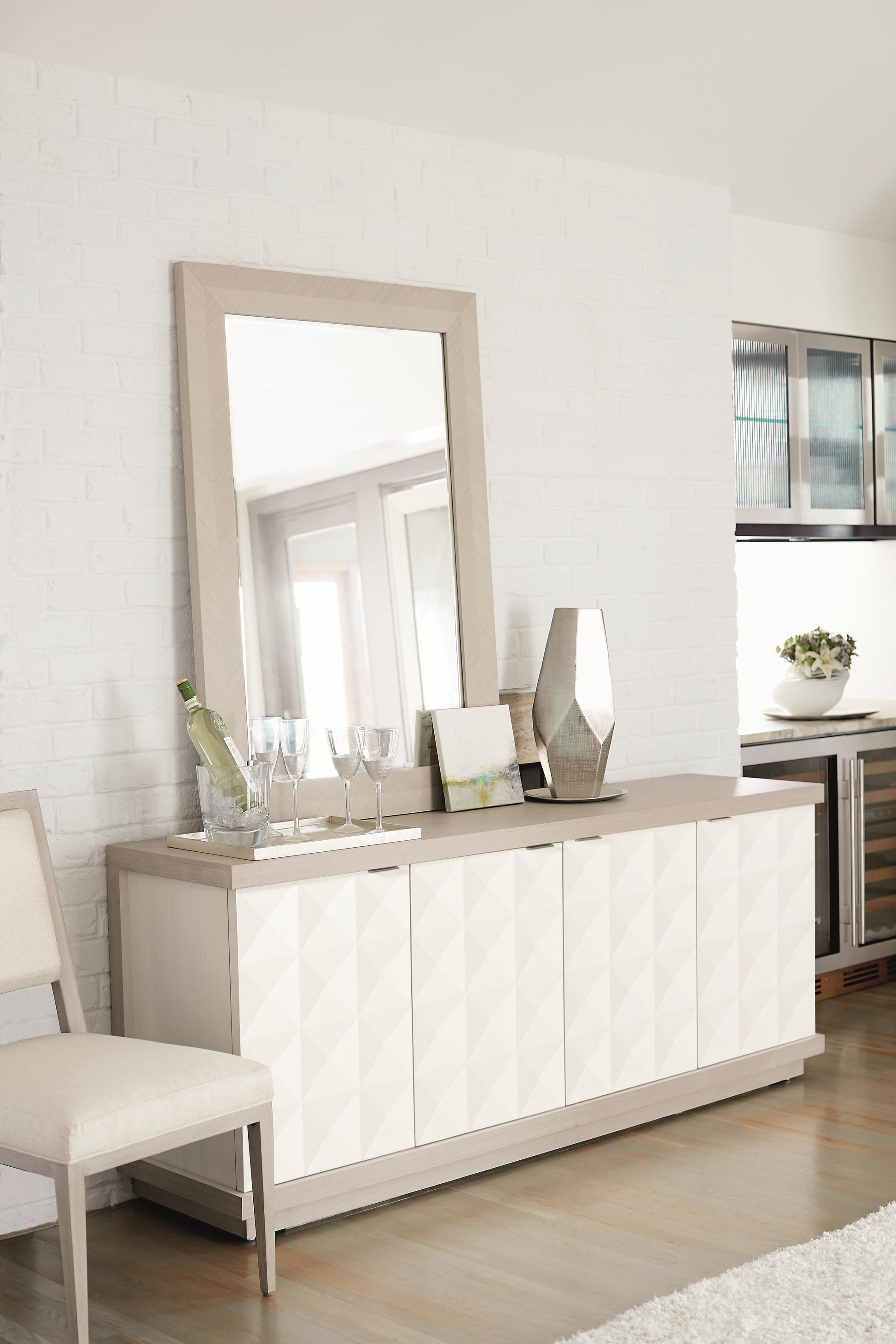 Axiom Linear Grey/Linear White/White Linen Buffet - Ornate Home