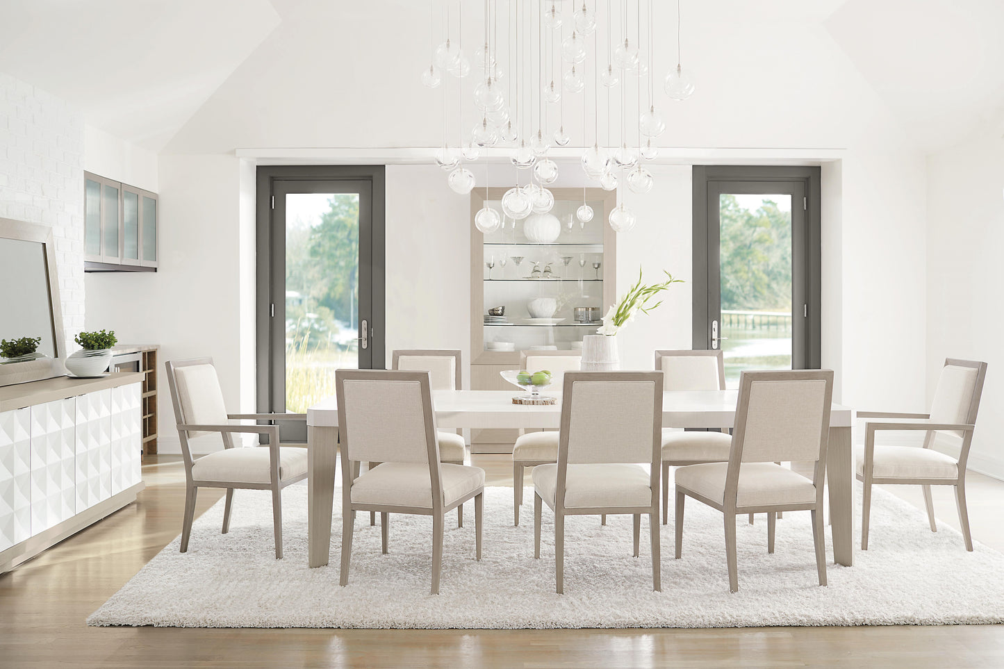 Axiom Linear Grey/Linear White/White Linen Buffet - Ornate Home
