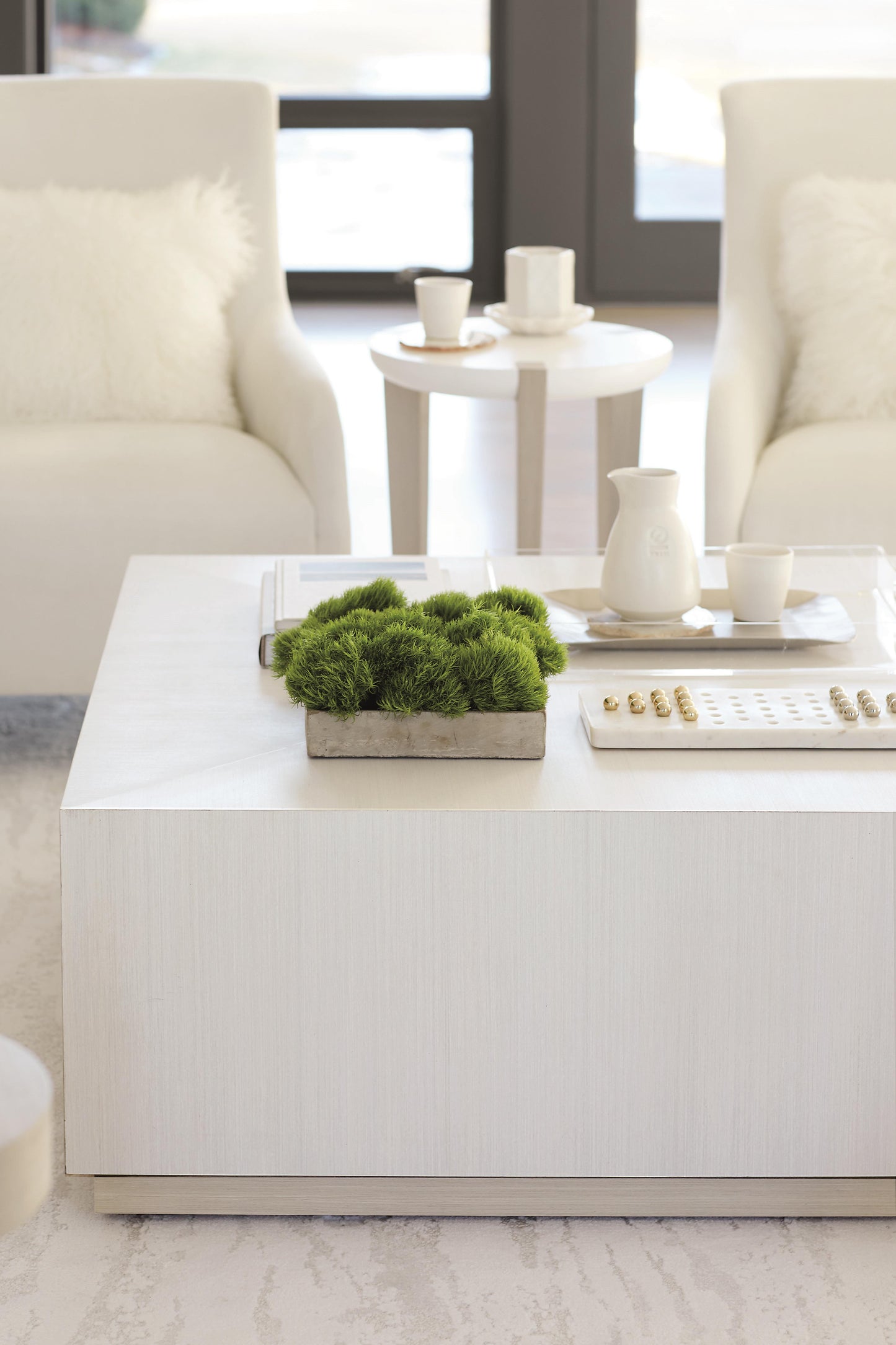 Axiom Linear Grey/White Linen Accent Table - Ornate Home