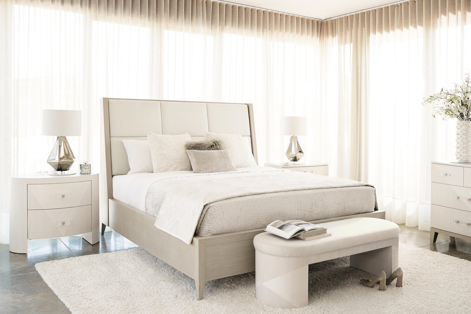 Axiom Linear White/White/Cream Bench - Ornate Home