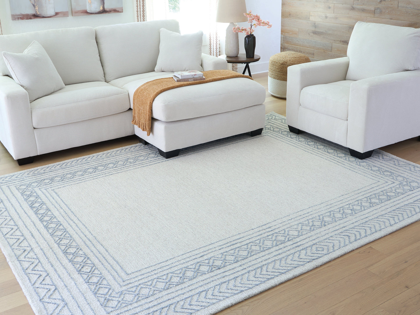Azelhurst Blue/Ivory/Gray Large Rug- Viva Furn