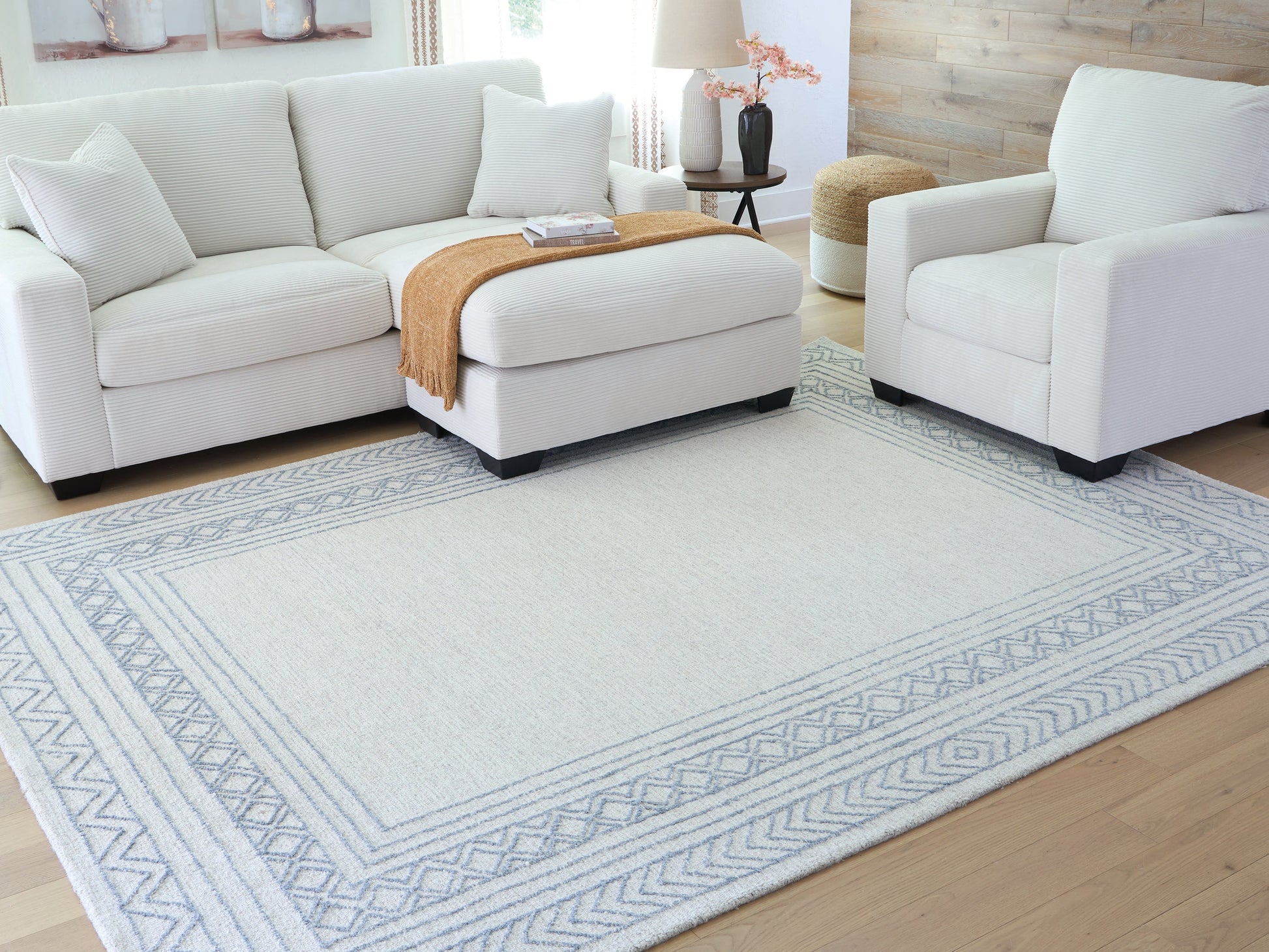 Azelhurst Blue/Ivory/Gray Large Rug- Viva Furn