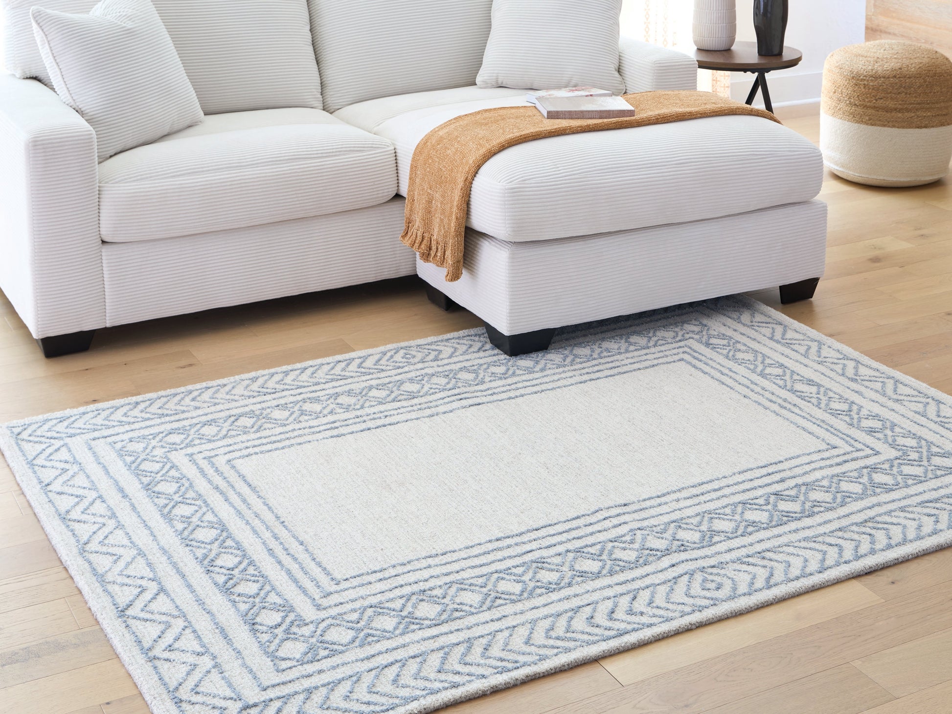 Azelhurst Blue/Ivory/Gray Medium Rug- Viva Furn