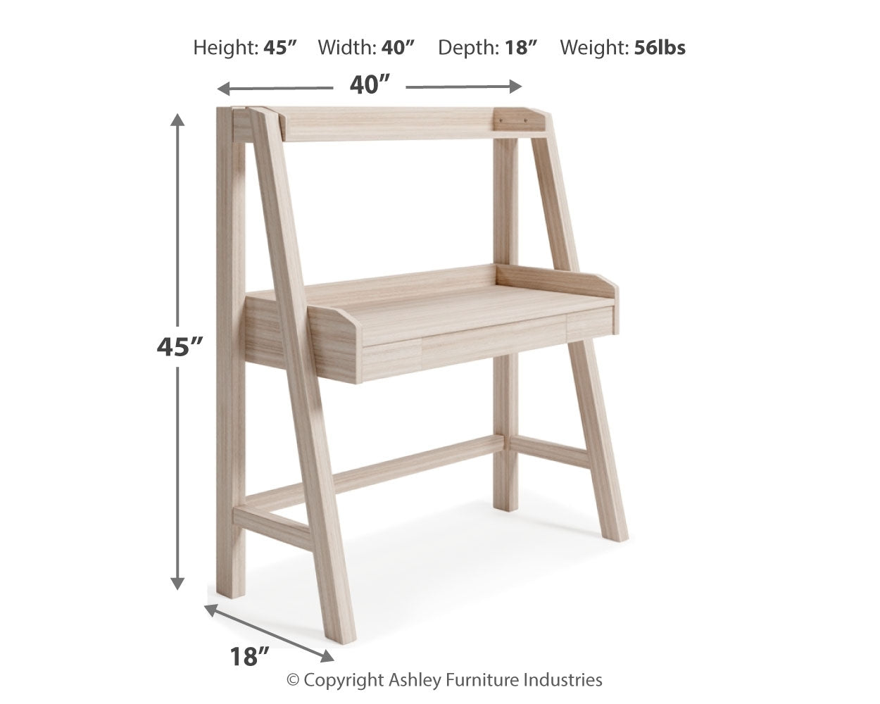 Blariden Natural Desk with Hutch