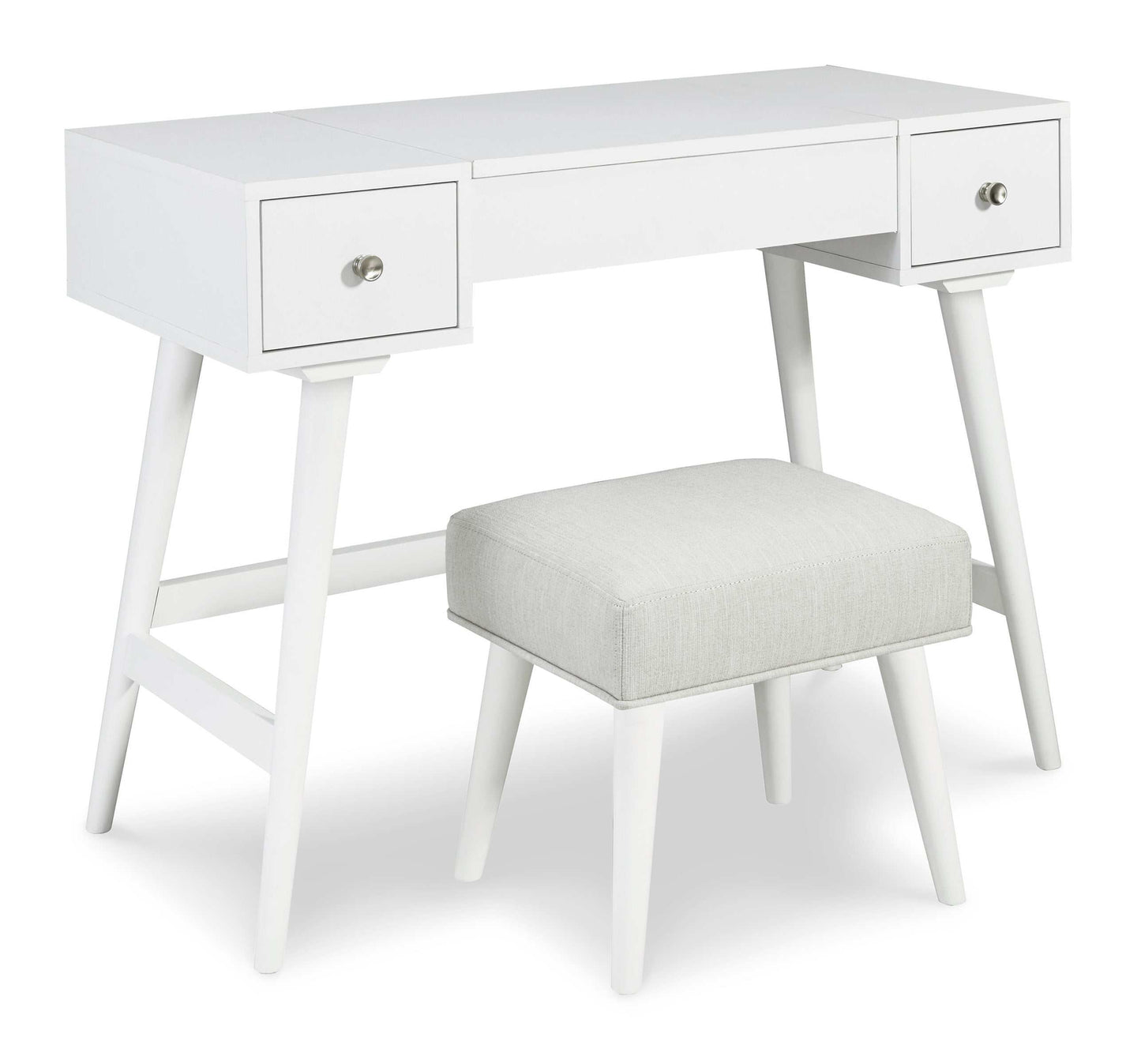 Thadamere White Vanity Desk w/ Stool