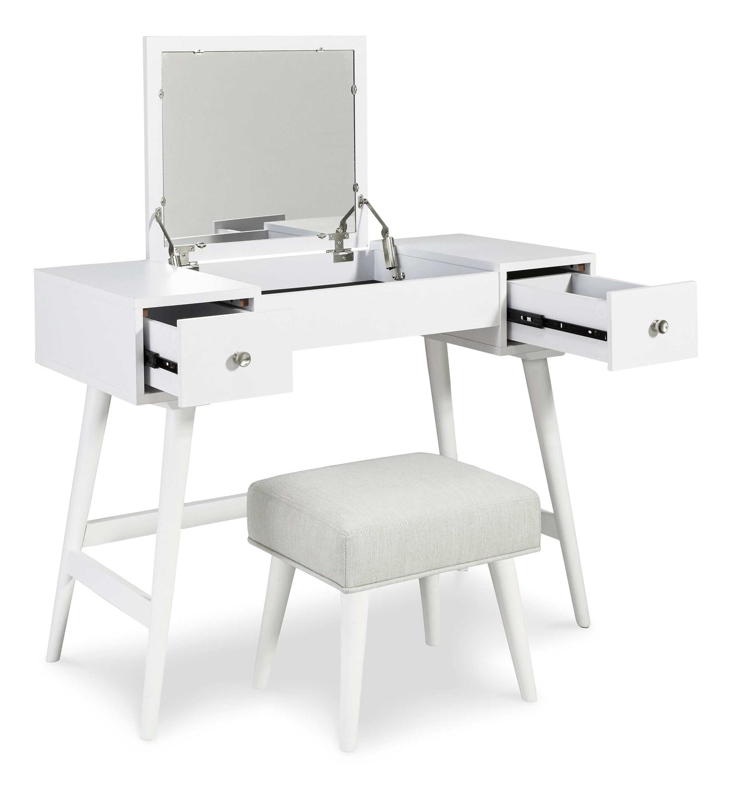 Thadamere White Vanity Desk w/ Stool