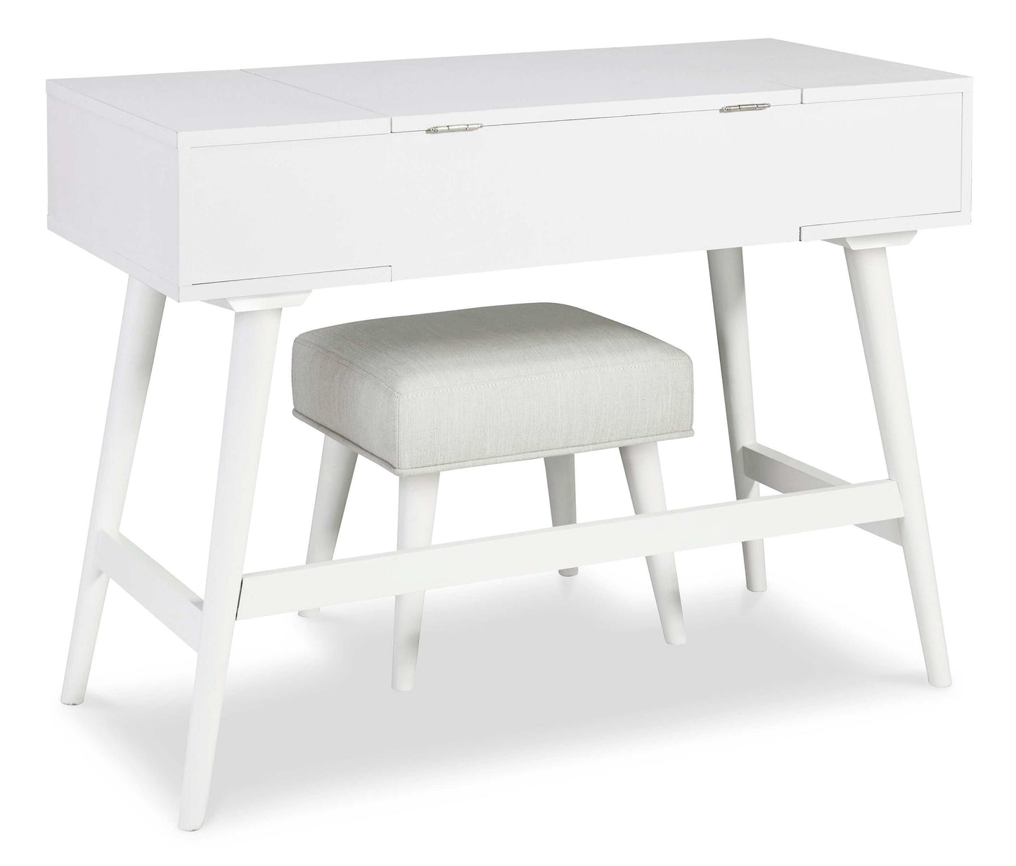 Thadamere White Vanity Desk w/ Stool