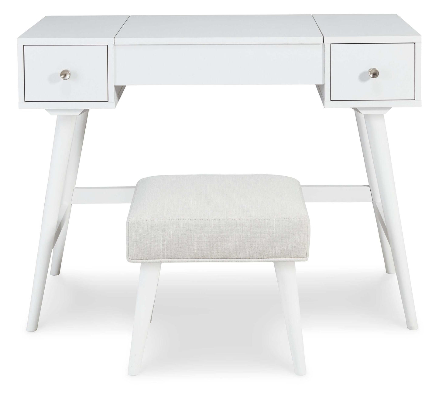 Thadamere White Vanity Desk w/ Stool