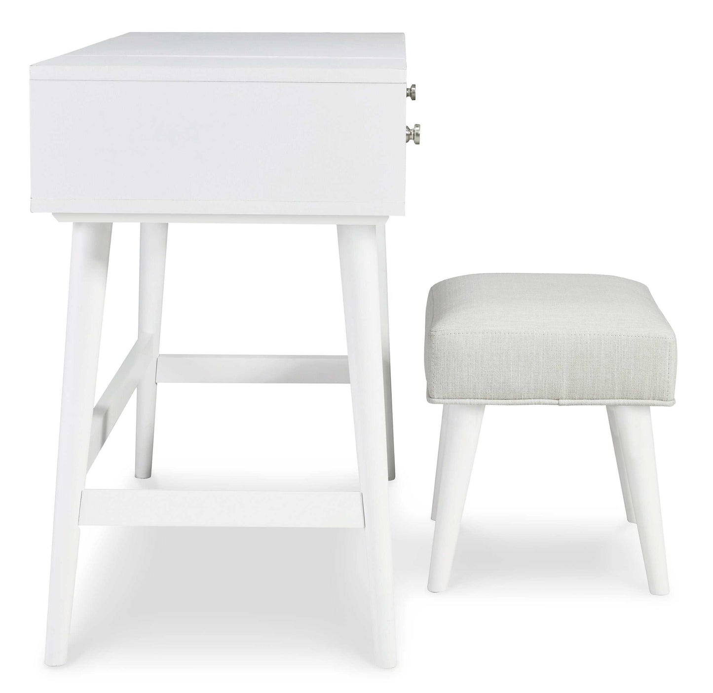 Thadamere White Vanity Desk w/ Stool