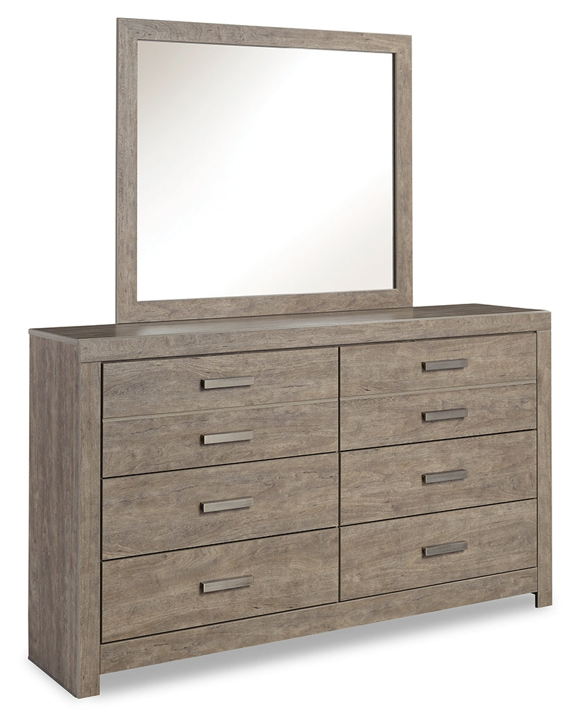 Culverbach Gray Queen Panel Bedroom Set with Dresser and Mirror, Chest and 2 Nightstands