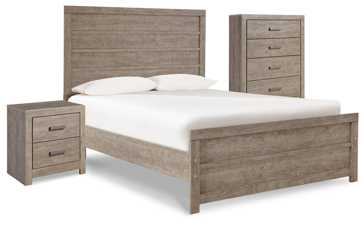 Culverbach Gray Full Panel Bedroom Set with Chest of Drawers and Nightstand