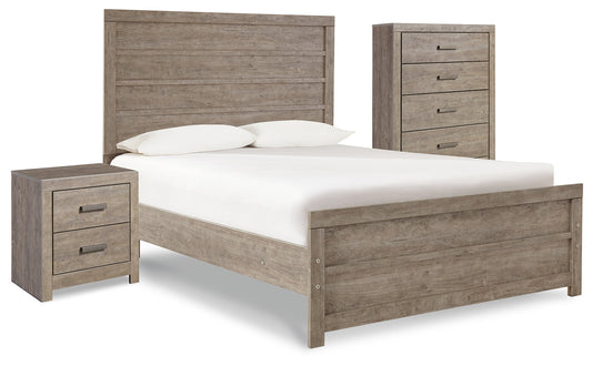 Culverbach Gray Full Panel Bedroom Set with Chest of Drawers and Nightstand