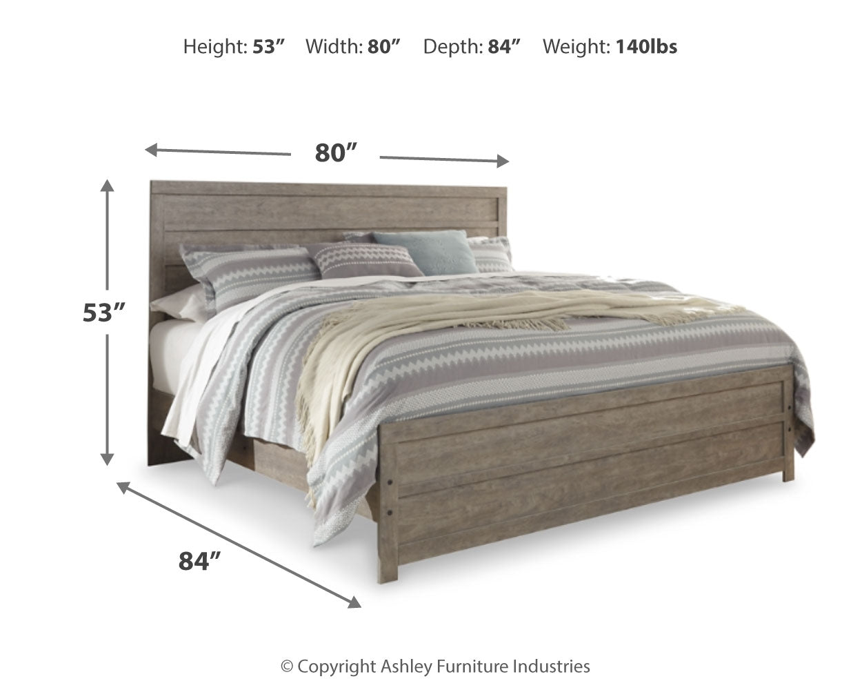 Culverbach Gray King Panel Bedroom Set with Dresser, Mirror, Chest and Nightstand