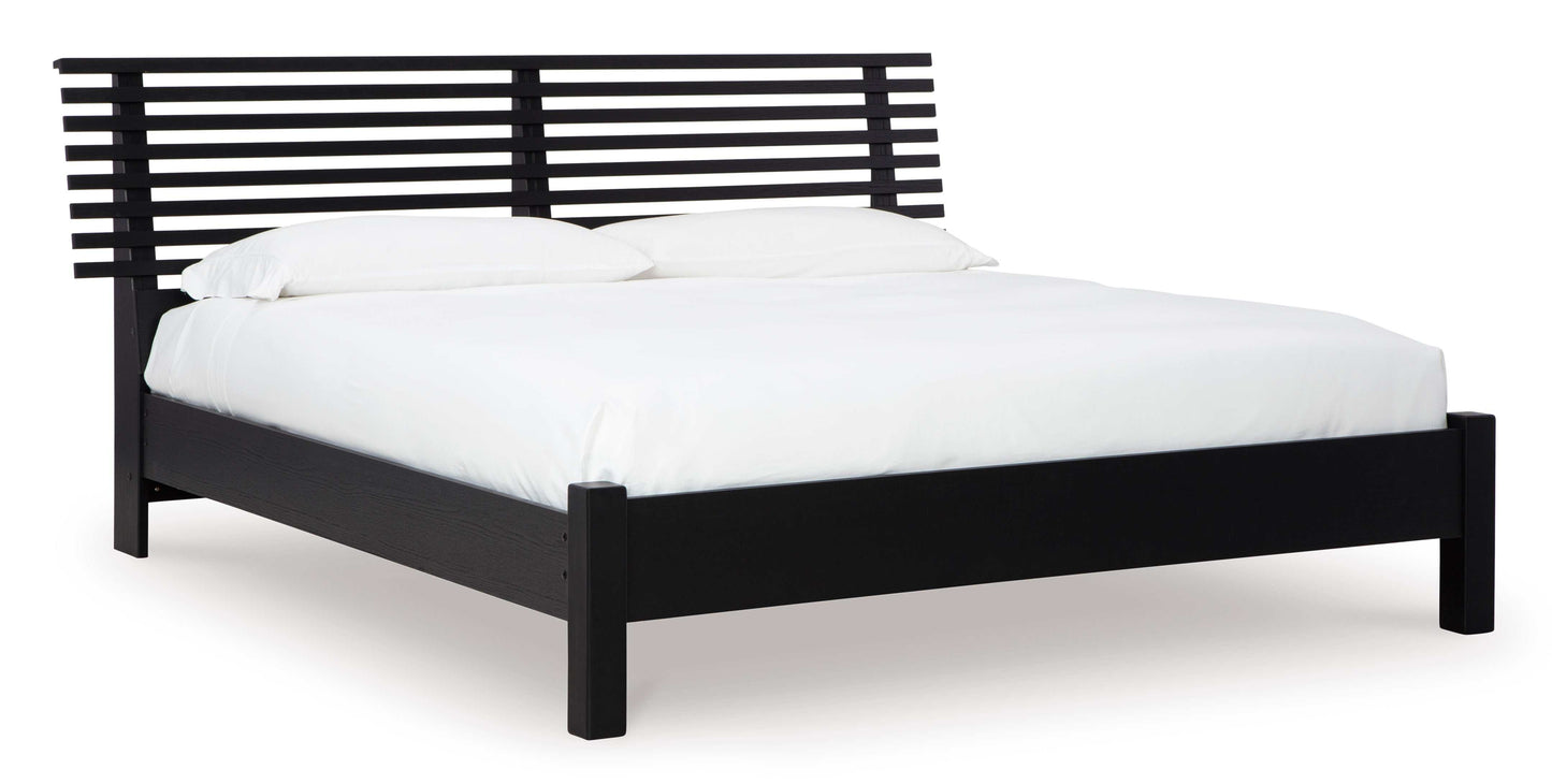 Danziar Black King Slat Panel Bed