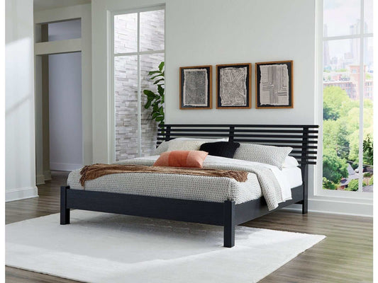 Danziar Black King Slat Panel Bed