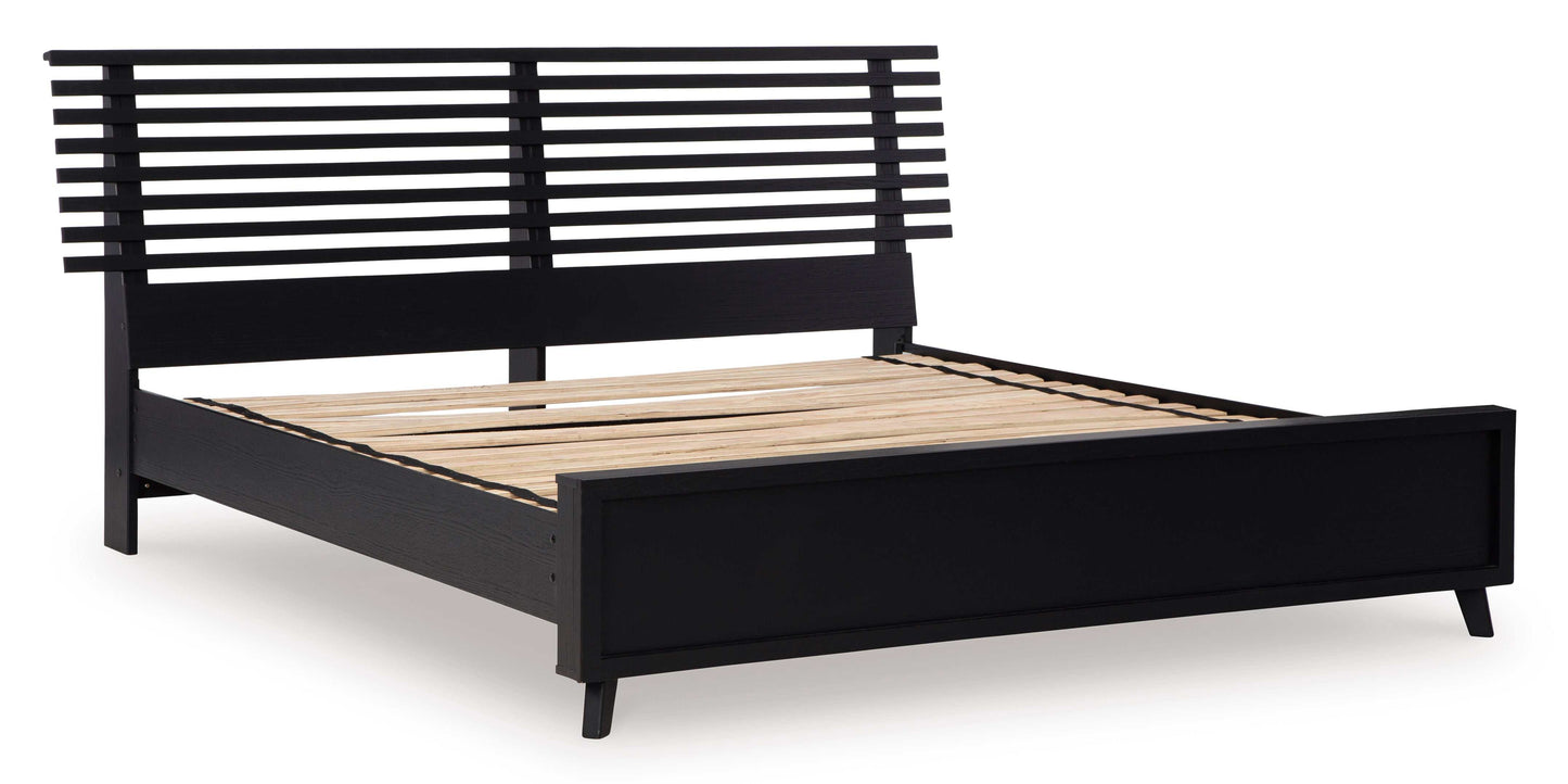 Danziar Black King Slat Panel Bed