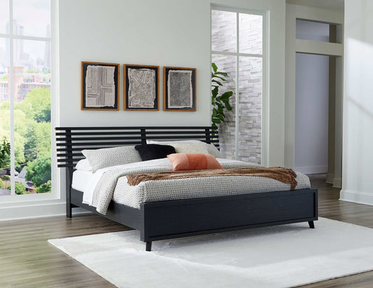 Danziar Black Queen Slat Panel Bed