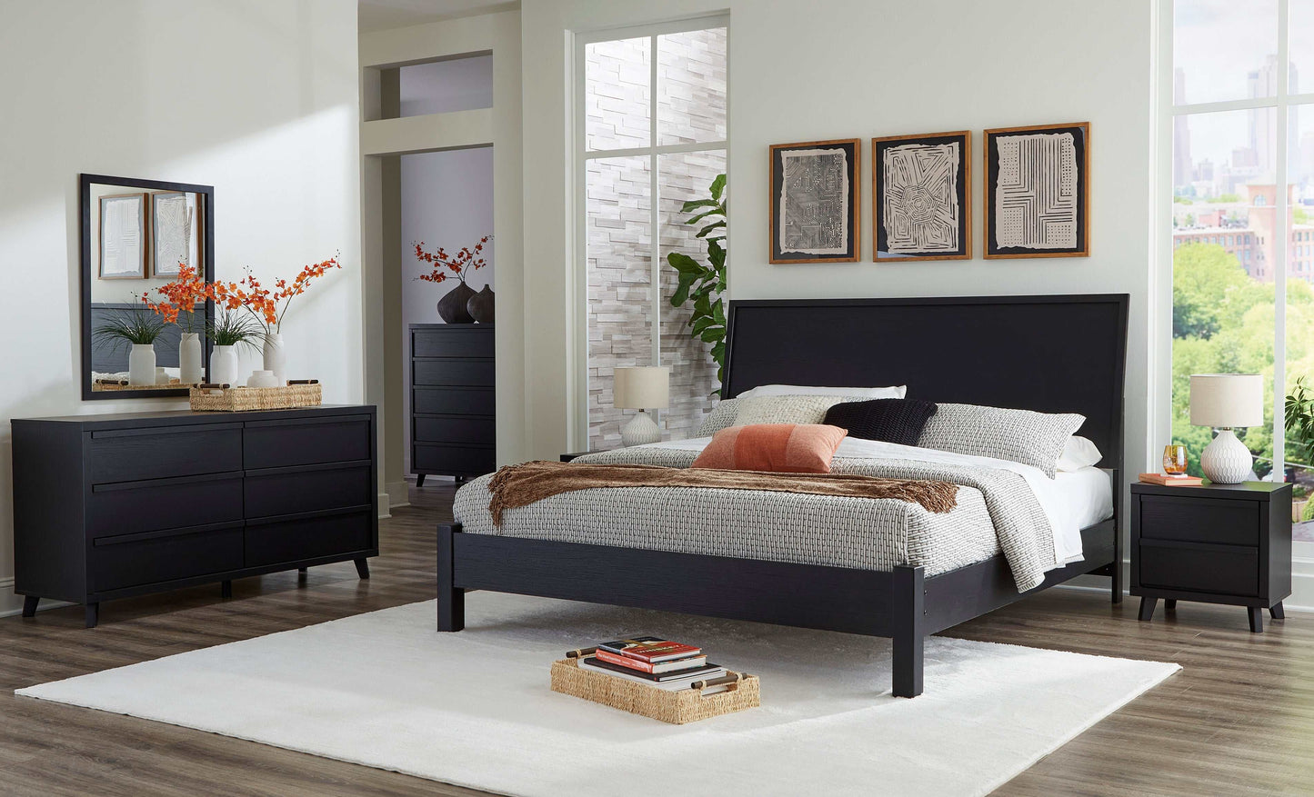 Danziar Black Queen Panel Bed