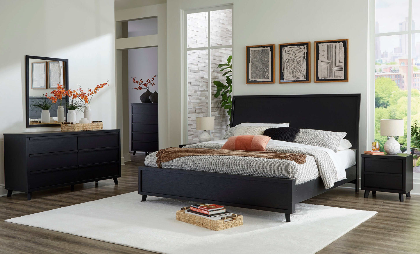 Danziar Black King Panel Bed