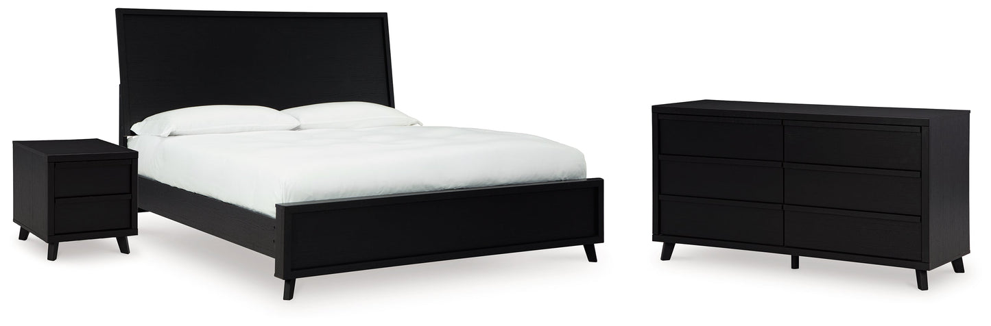 Danziar Black Queen Panel Bedroom Set with Dresser and Nightstand