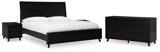 Danziar Black King Panel Bedroom Set with Dresser and 2 Nightstands