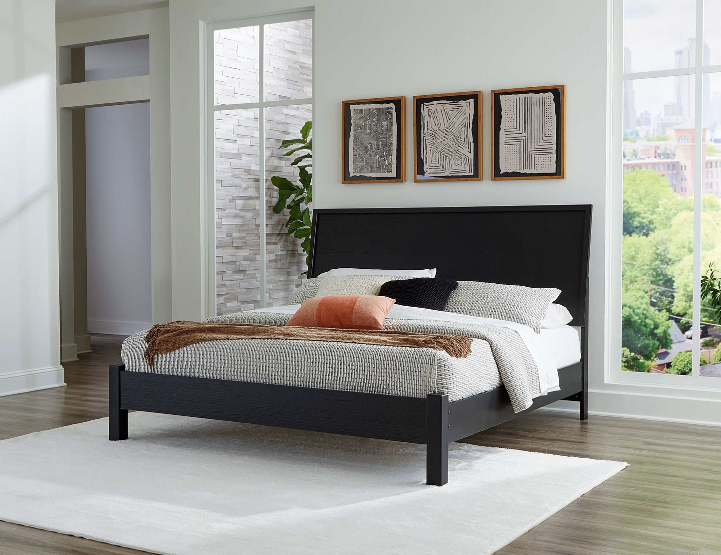 Danziar Black King Panel Bed