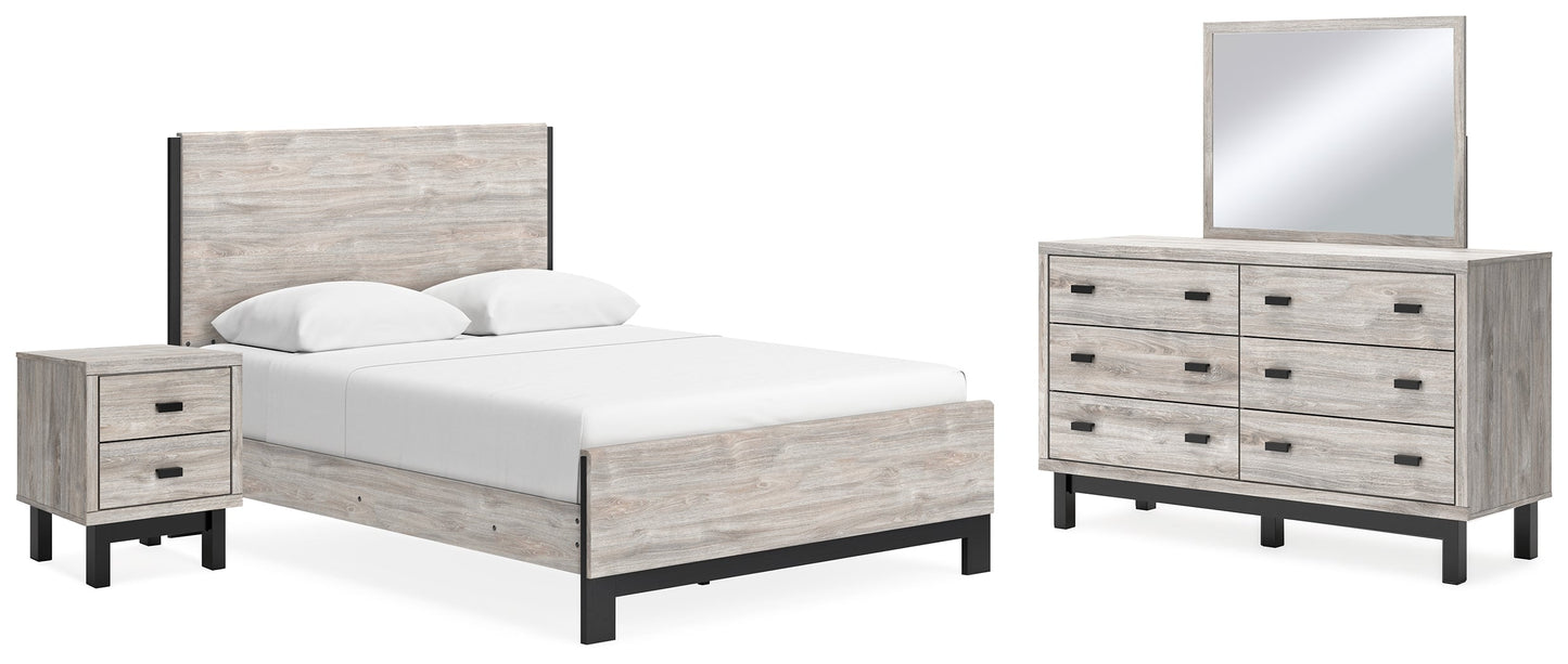 Vessalli Gray Queen Panel Bedroom Set with Dresser, Mirror and Nightstand