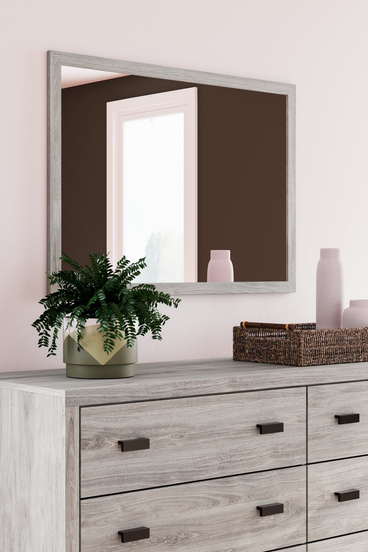 Vessalli Gray Dresser and Mirror