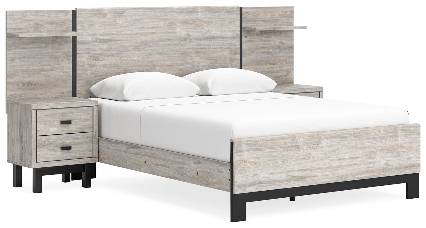 Vessalli Gray Queen Panel Bed with Extensions