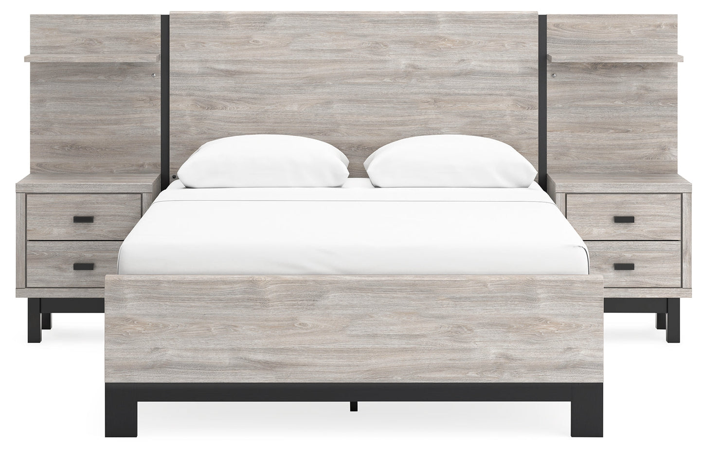 Vessalli Gray Queen Panel Bed with Extensions