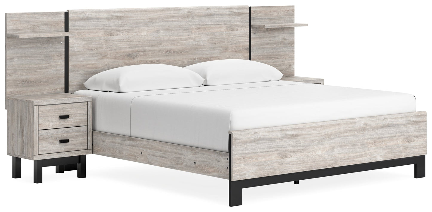 Vessalli Gray King Panel Bed with Extensions