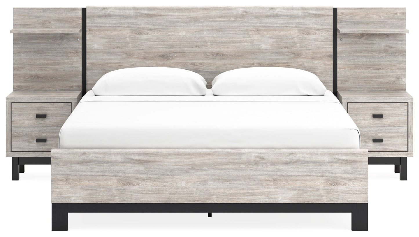 Vessalli Gray King Panel Bed with Extensions