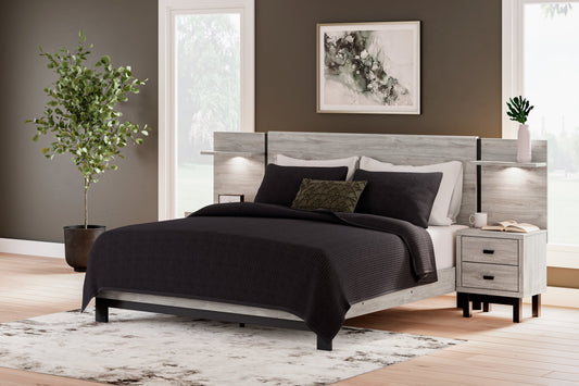 Vessalli Gray King Panel Bed with Extensions