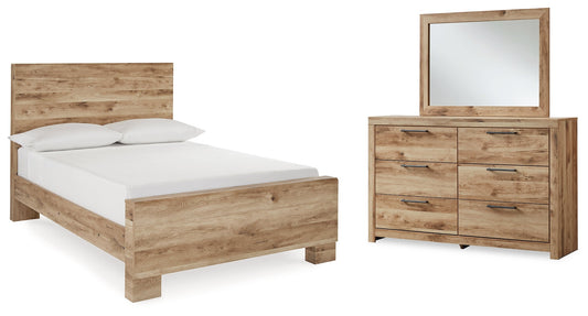 Hyanna Tan Brown Full Panel Bedroom Set with Dresser and Mirror