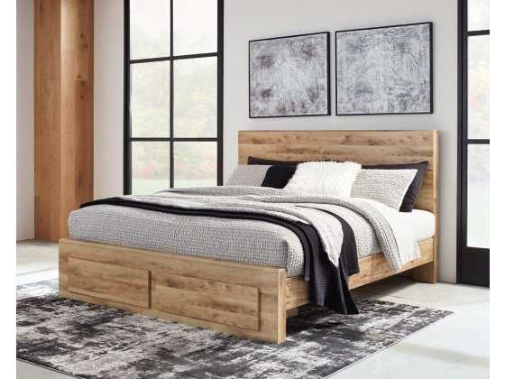 Hyanna Tan Brown Bed w/ FB Storage