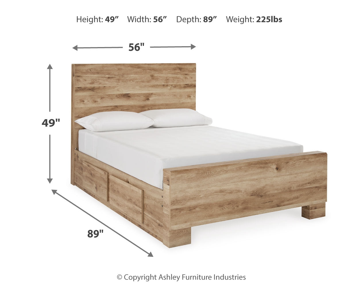 Hyanna Tan Brown Full Panel Bedroom Set with 1 Side Storage, Dresser and Mirror